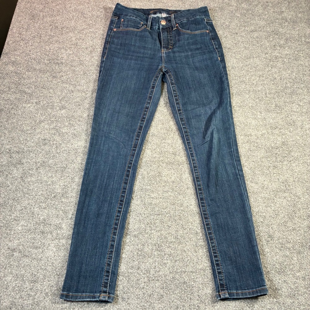 Seven7 Tummy Less Skinny Jeans Womens 4 Dark Wash Blue High Rise Stretch